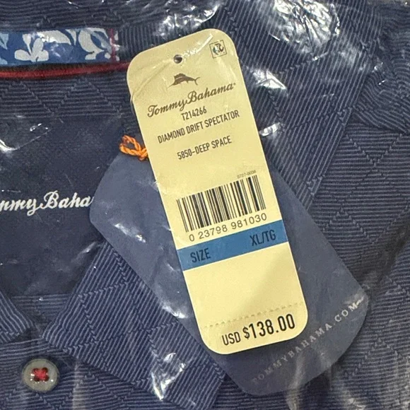 Tommy Bahama Deep Space Blue Diamond-Texture Polo - Picture 2 of 4